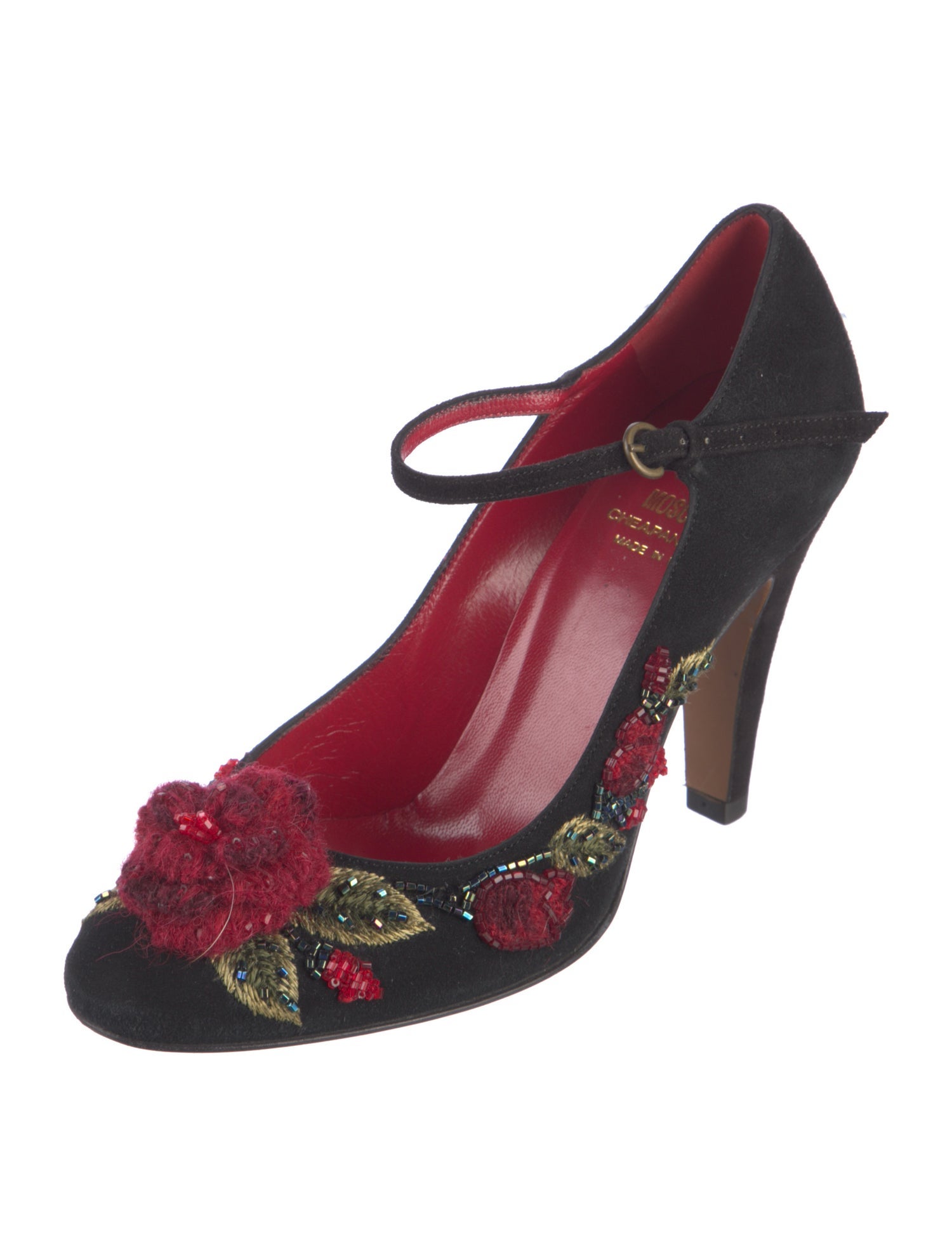 Moschino Cheap and Chic Suede Floral Print D'Orsay Pumps