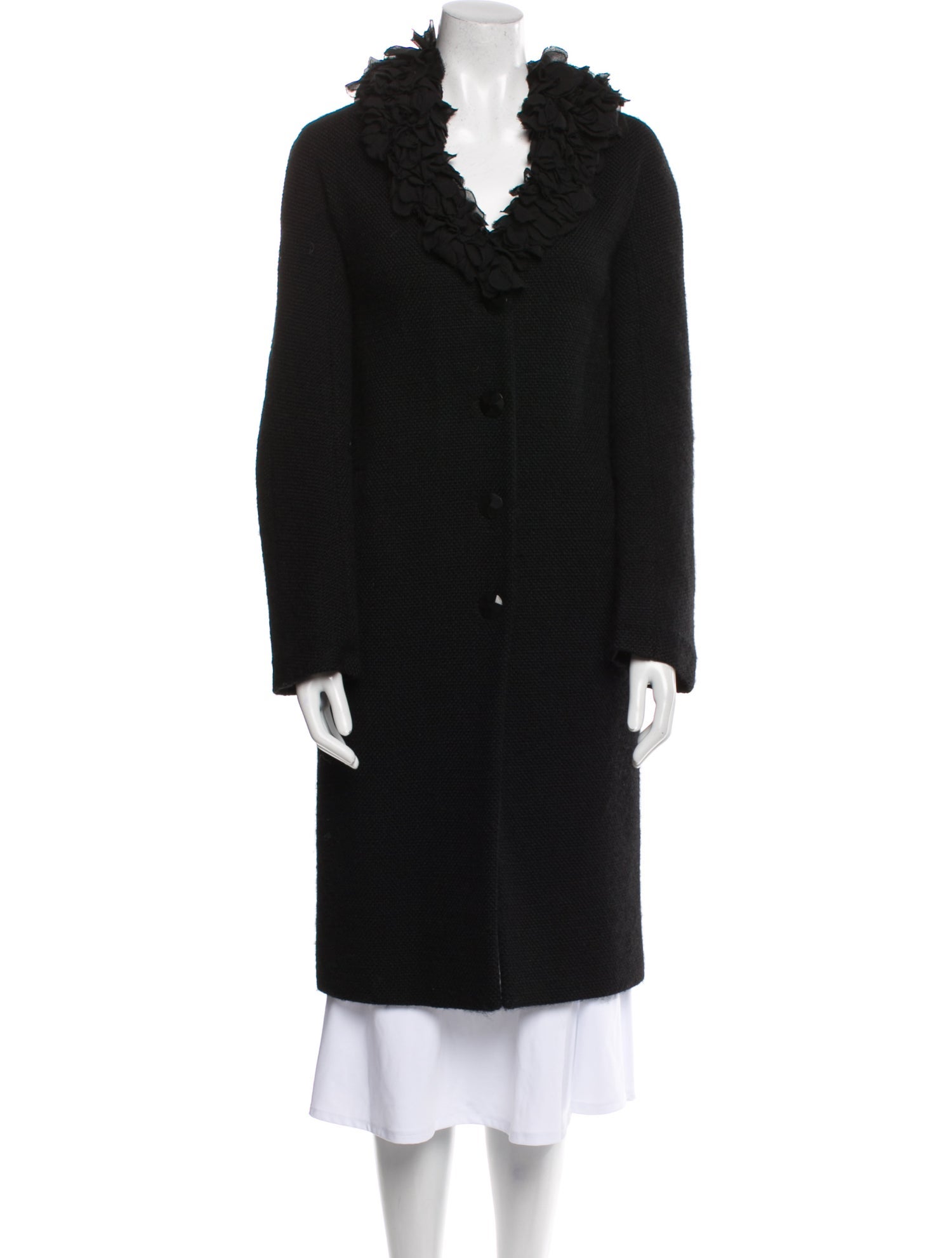 Moschino Cheap and Chic Wool Tweed Pattern Faux Fur Coat