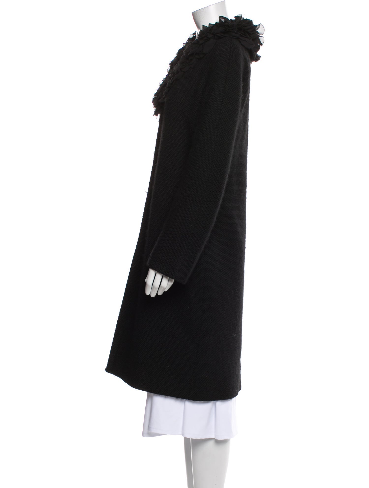 Moschino Cheap and Chic Wool Tweed Pattern Faux Fur Coat