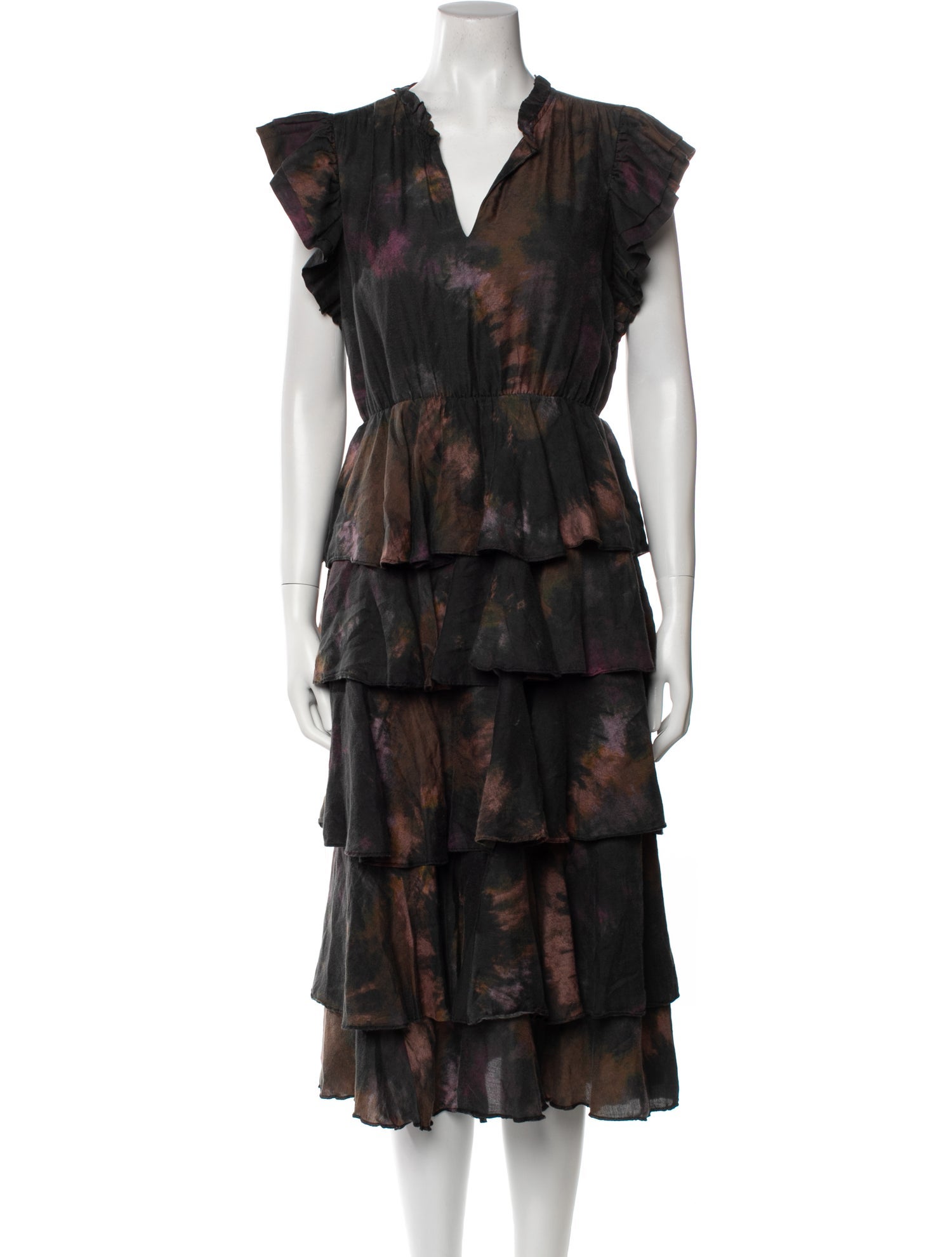 Marie Oliver Tie-Dye Print Midi Length Dress