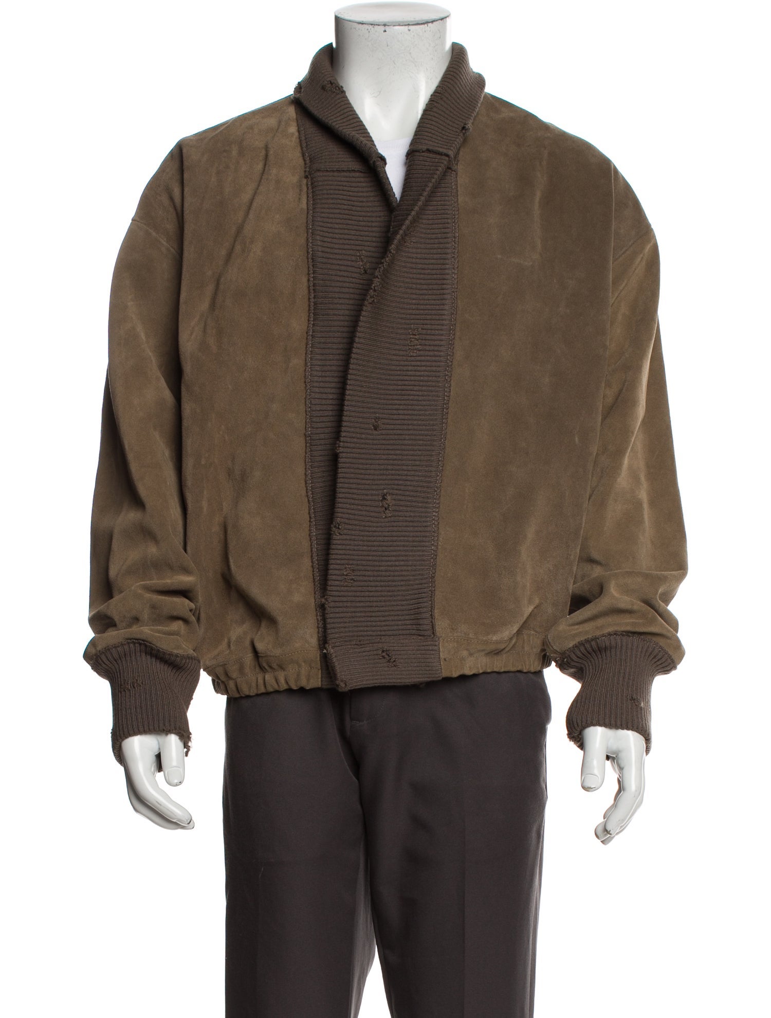 Magliano Leather Colorblock Pattern Bomber Jacket