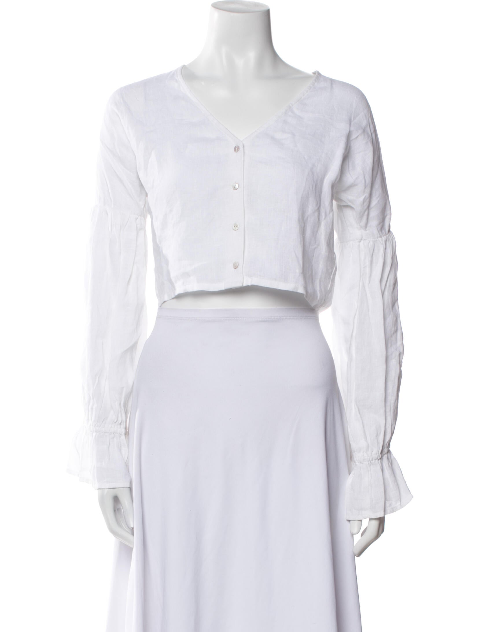 All Things Mochi Linen V-Neck Crop Top w/ Tags