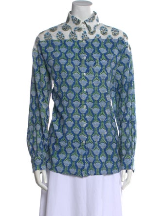 All Things Mochi Printed Mock Neck Button-Up Top