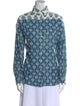 All Things Mochi Printed Mock Neck Button-Up Top