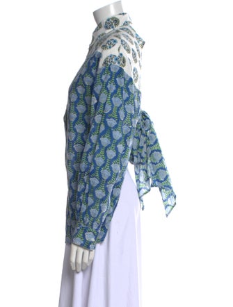 All Things Mochi Printed Mock Neck Button-Up Top