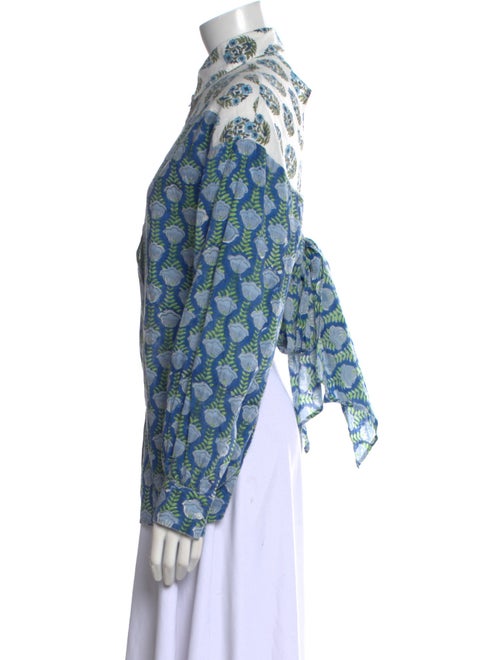 All Things Mochi Printed Mock Neck Button-Up Top