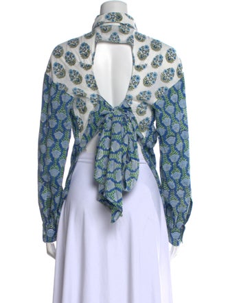 All Things Mochi Printed Mock Neck Button-Up Top