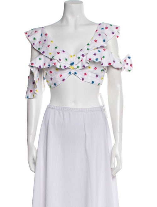 All Things Mochi Linen Floral Print Crop Top