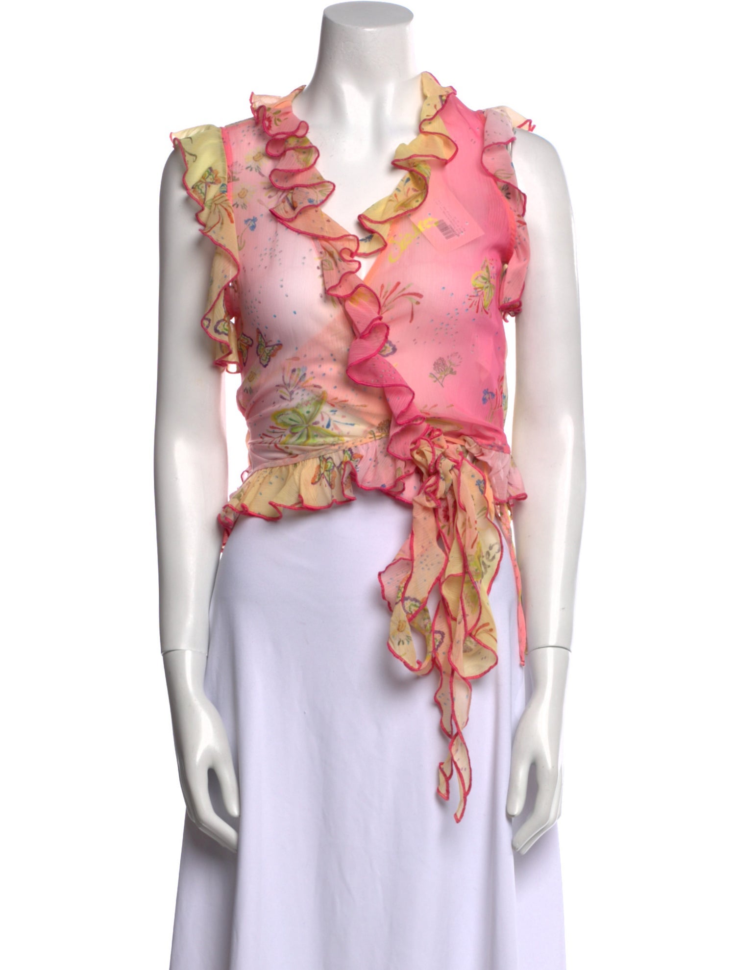 Moda Operandi Floral Print V-Neck Crop Top w/ Tags