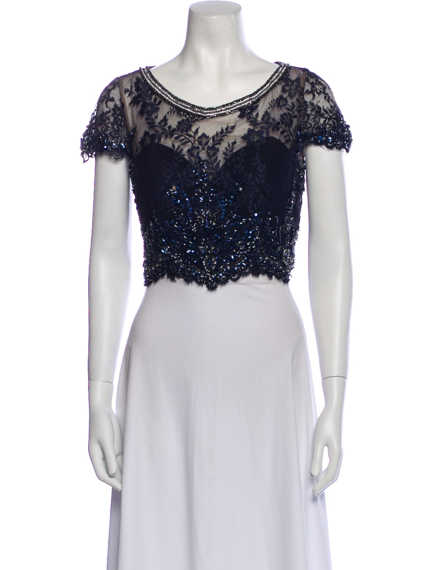 Morilee by Madeline Gardner Scoop Neck Short Sleeve Crop Top