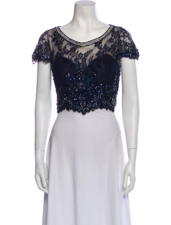 Morilee by Madeline Gardner Scoop Neck Short Sleeve Crop Top