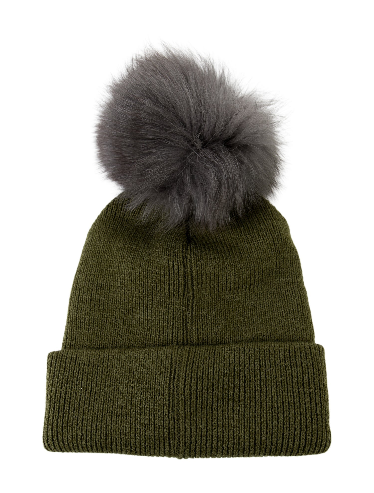 Moose Knuckles Knitted Beanie with Fox Fur Pompom