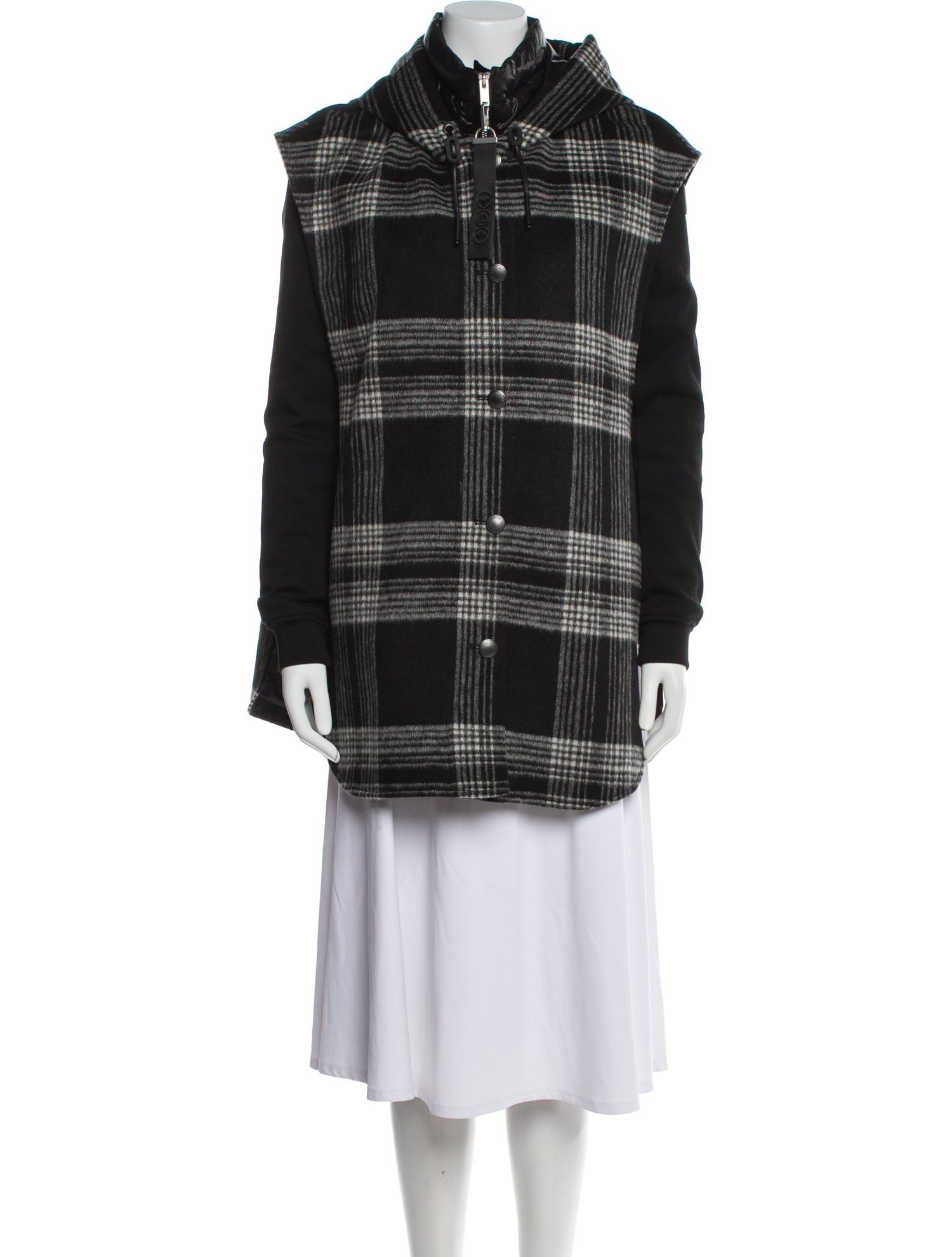 Moose Knuckles Wool Plaid Print Coat