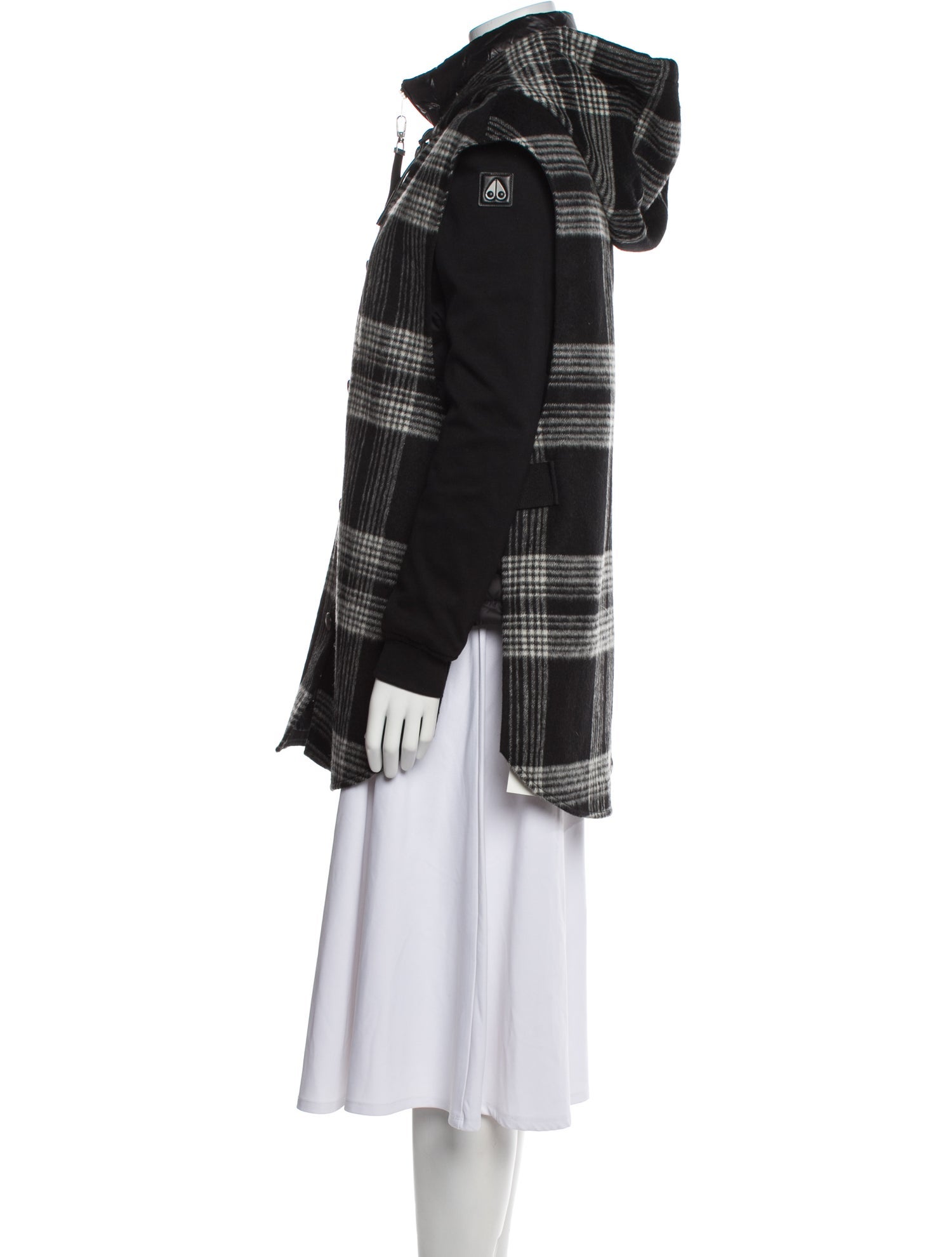 Moose Knuckles Wool Plaid Print Coat