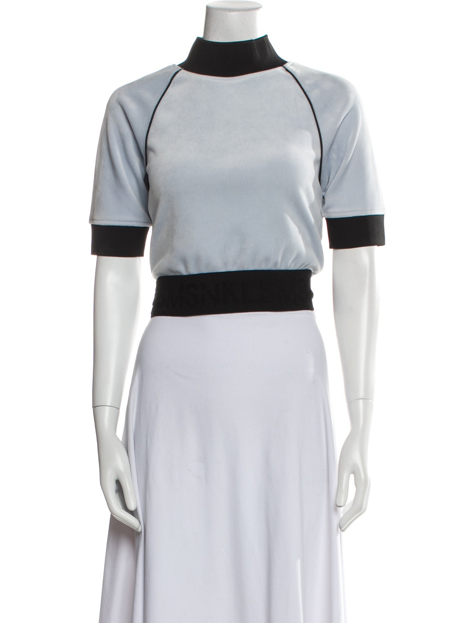 Moose Knuckles Colorblock Pattern Mock Neck Crop Top