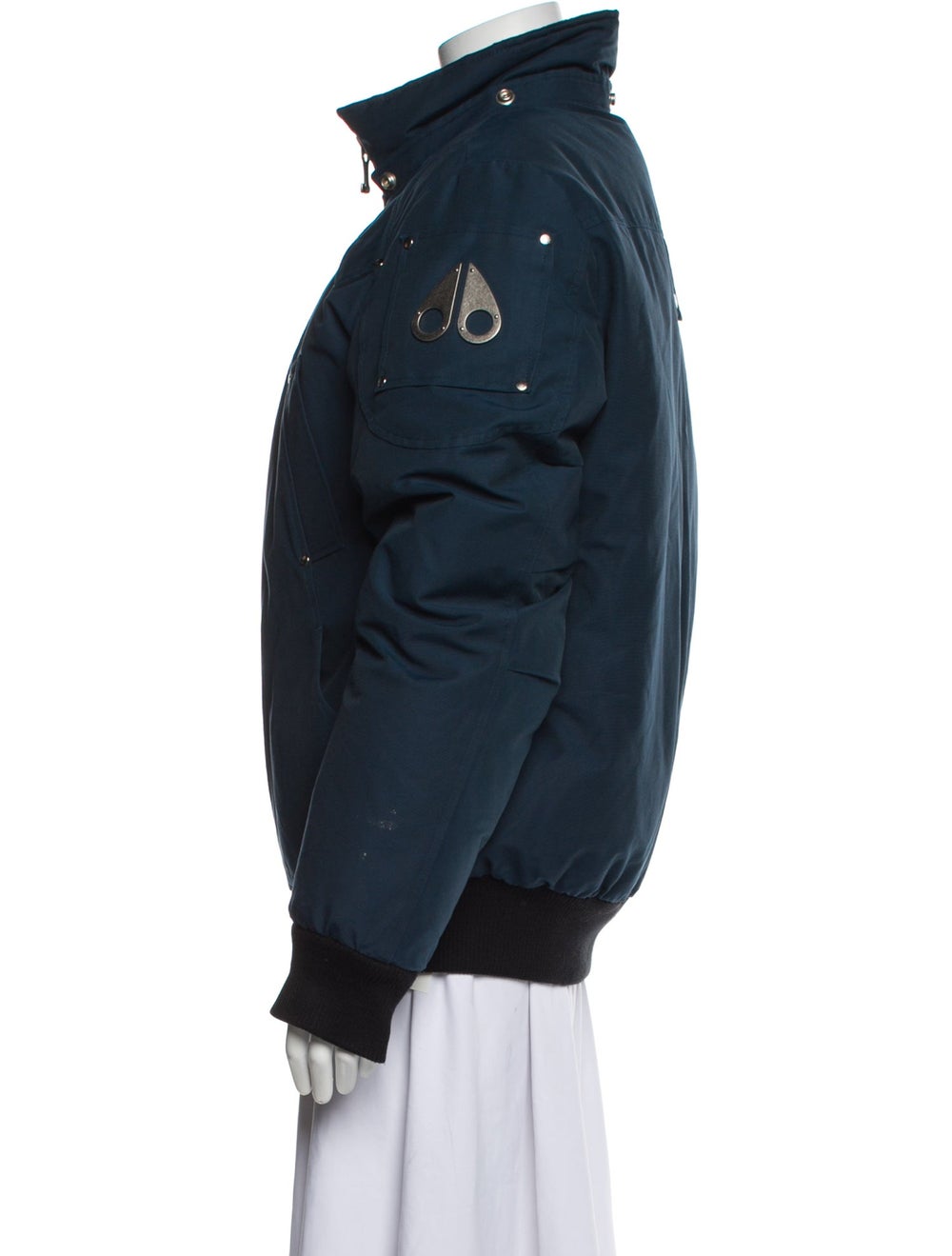 Moose Knuckles Down Jacket Blue Stand Collar Slit… - image 2