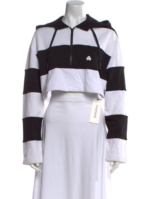 Moose Knuckles Colorblock Pattern Long Sleeve Crop Top