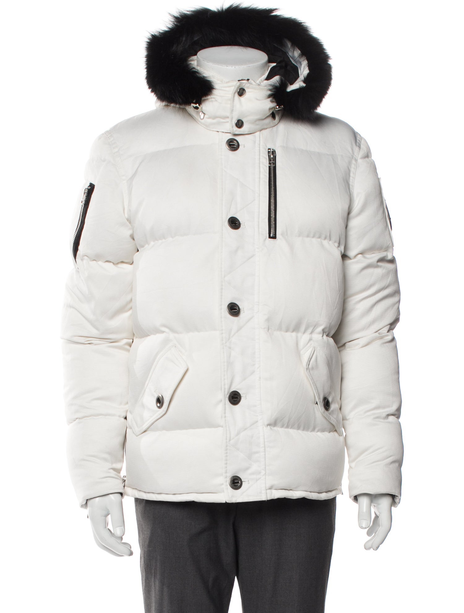 Moose Knuckles Colorblock Pattern Puffer Coat
