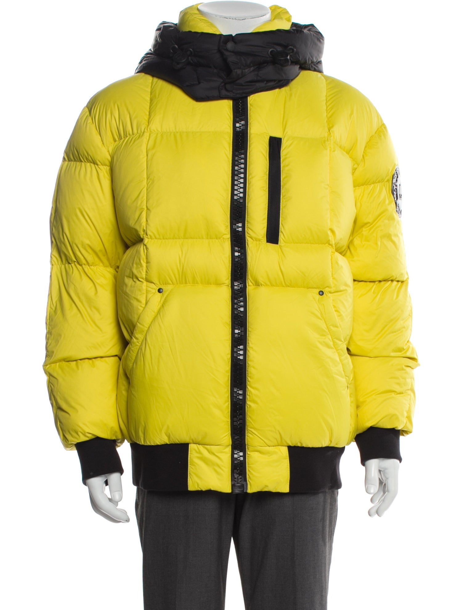 Moose Knuckles Colorblock Pattern Puffer Coat