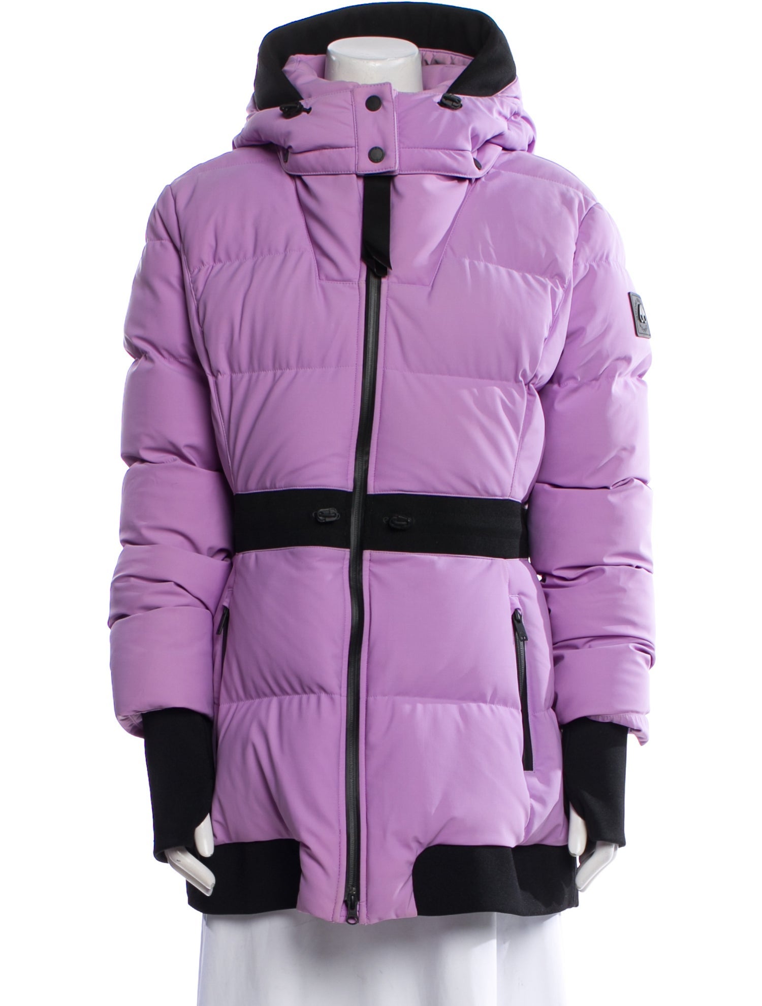 Moose Knuckles Nylon Colorblock Pattern Down Coat