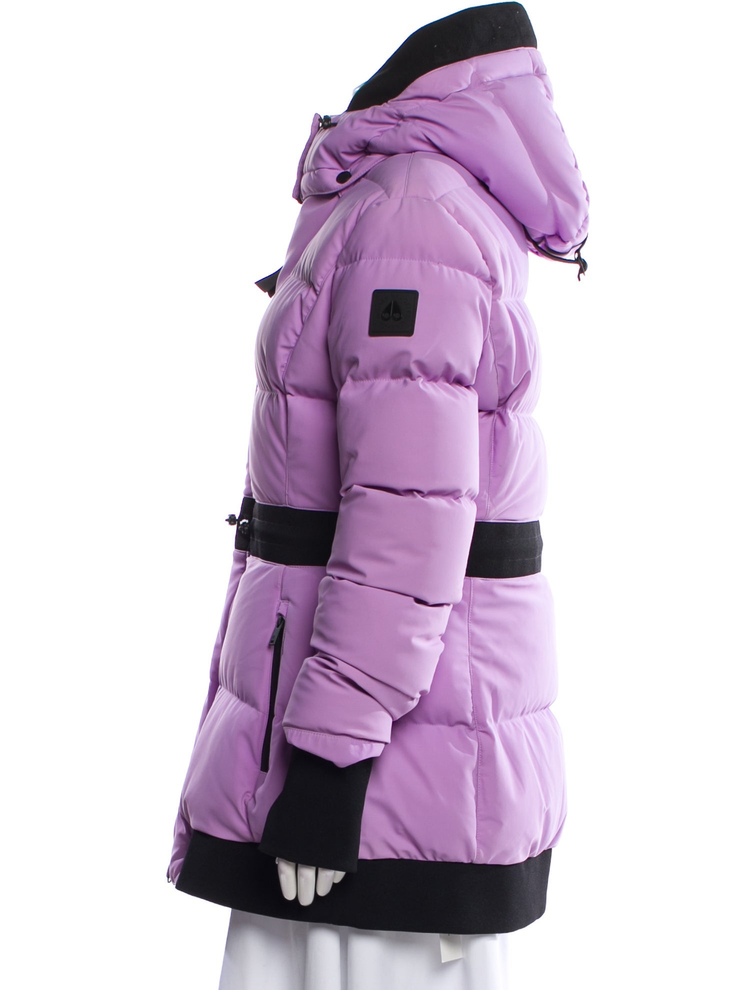 Moose Knuckles Nylon Colorblock Pattern Down Coat