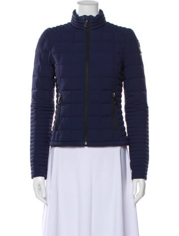 Pre-owned Moose Knuckles Nylon Striped Down Jacket In Blue