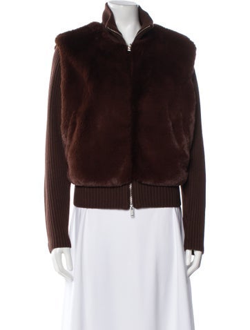 Pre-owned Moose Knuckles Faux Fur Faux Fur Jacket In Brown