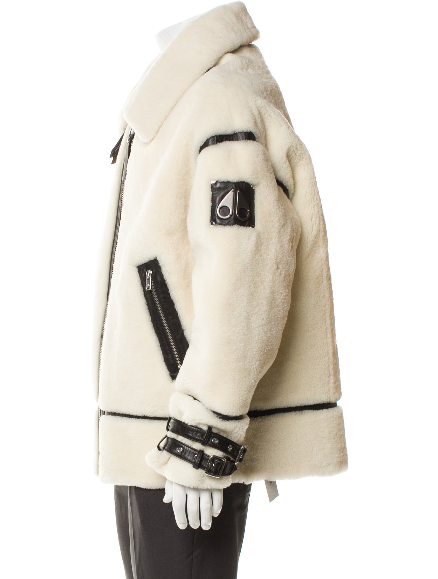 Moose Knuckles Eel Skin Colorblock Pattern Moto Jacket