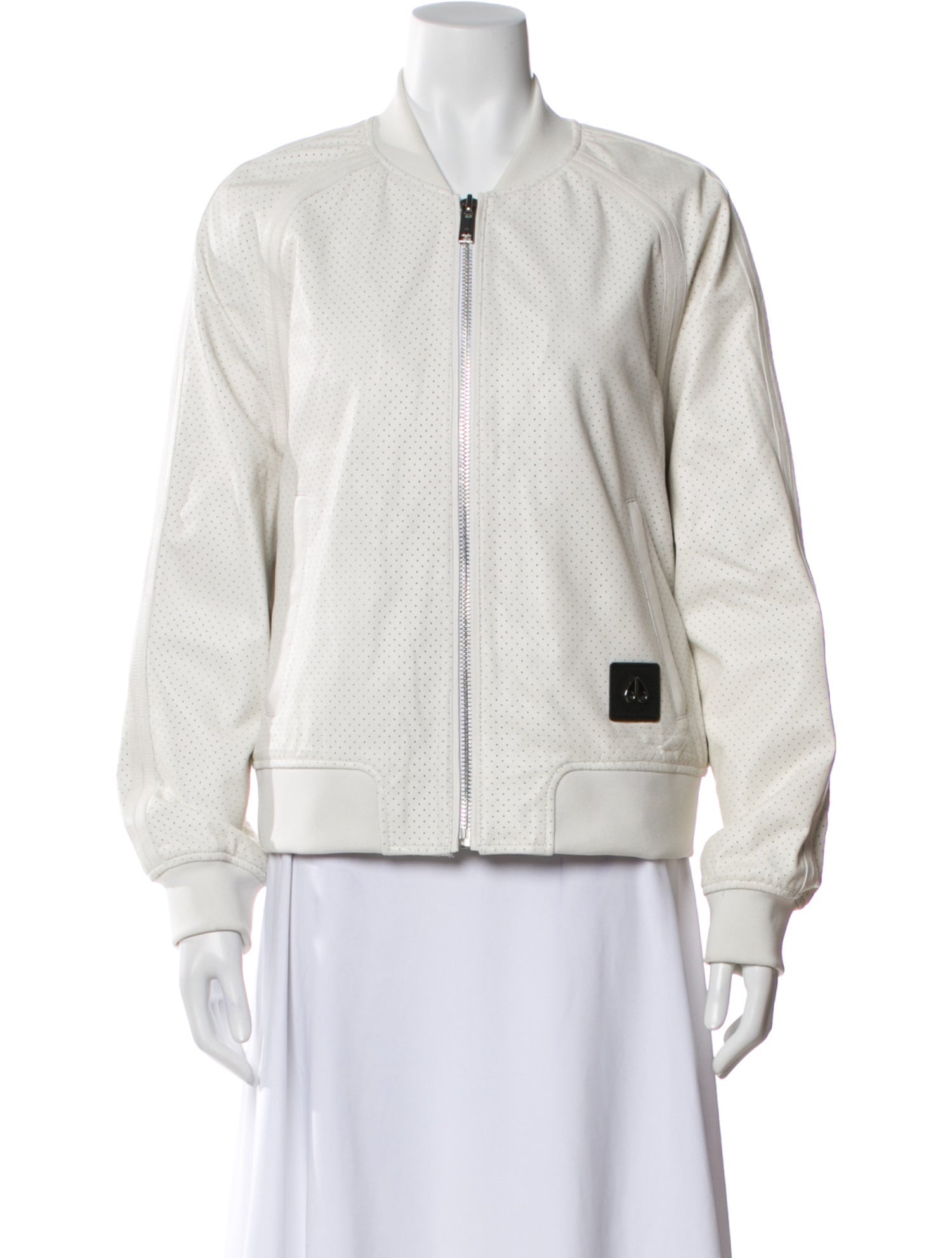 Moose Knuckles Lamb Leather Polka Dot Print Bomber Jacket