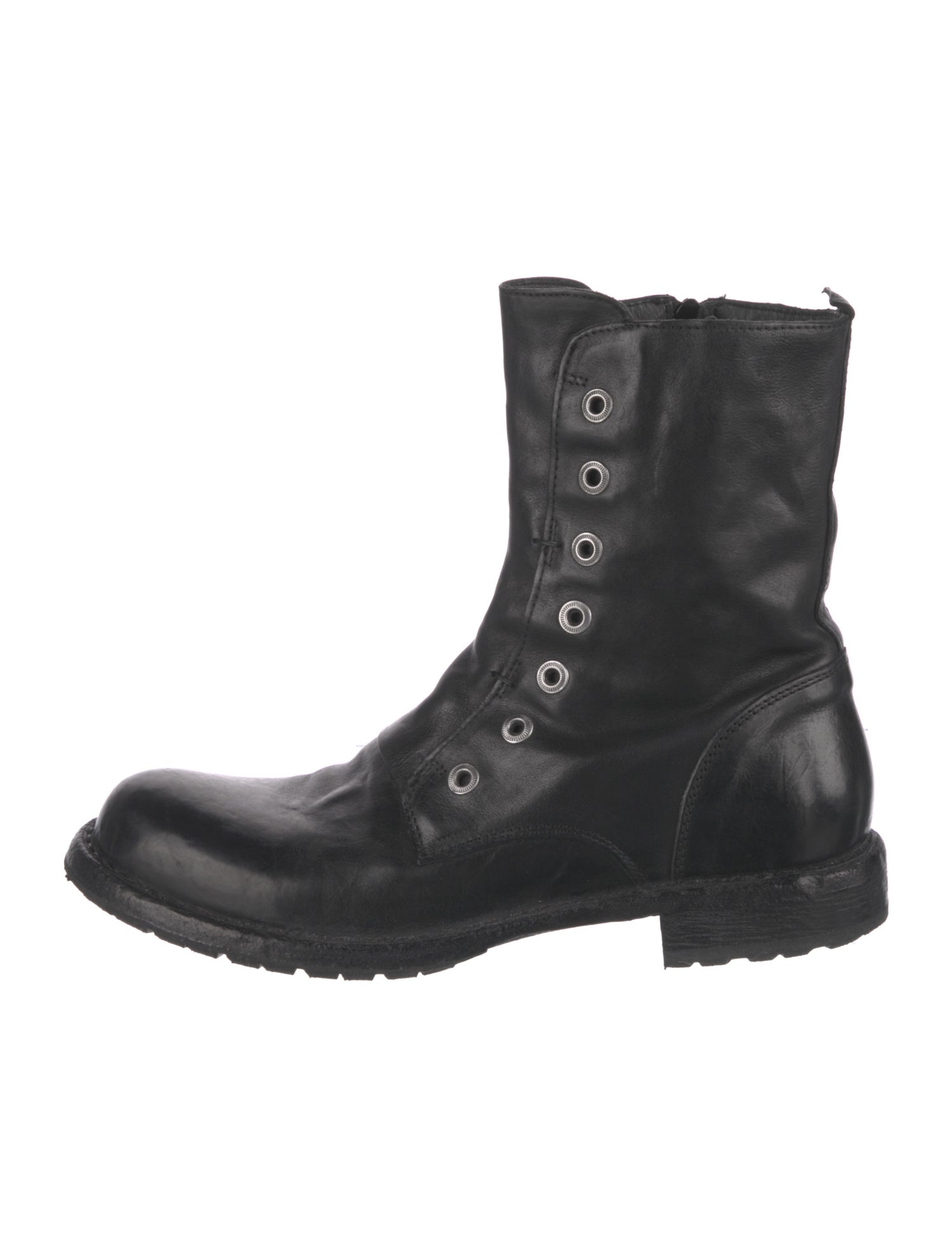 Moma Leather Printed Combat Boots