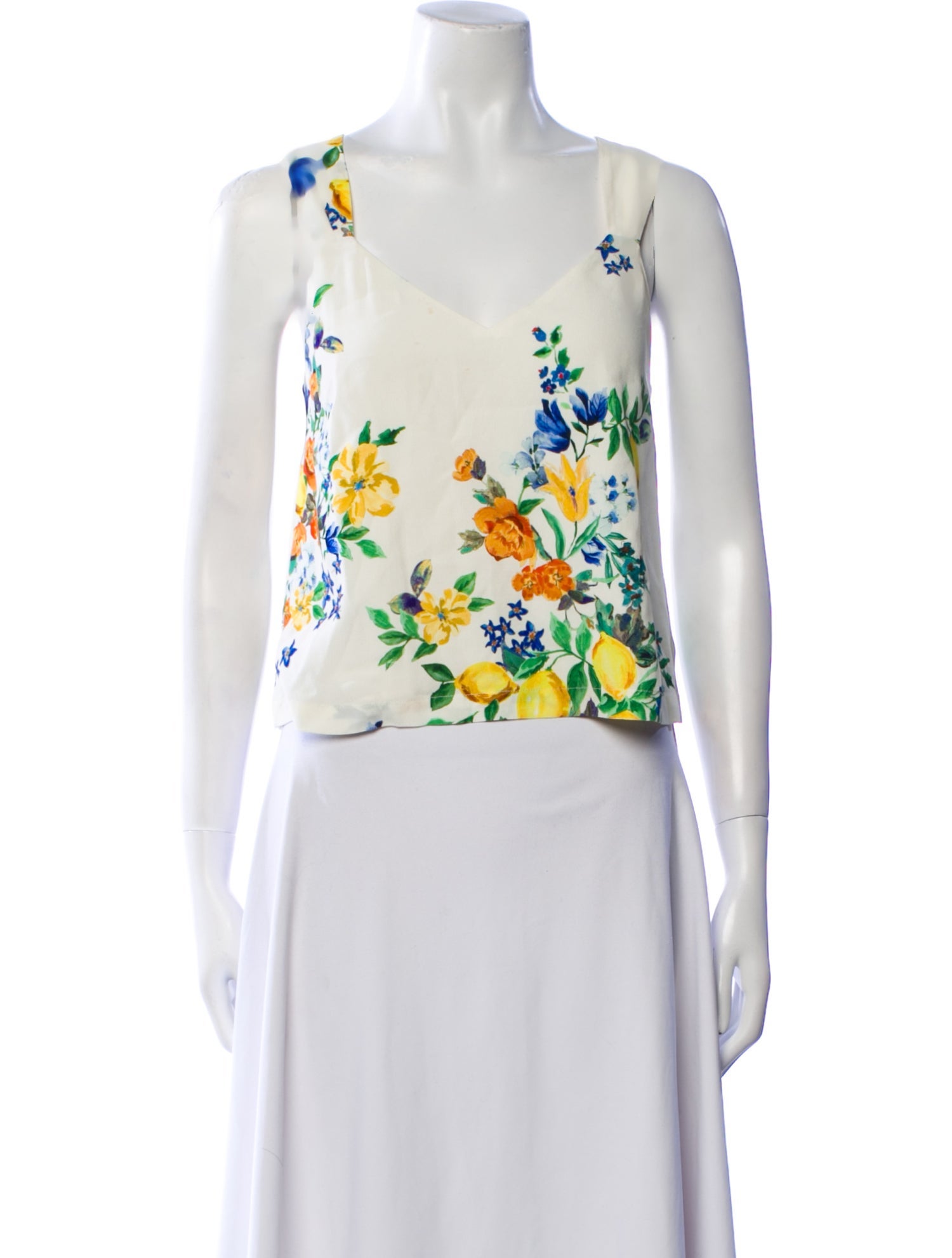 Momoni x Sezane Floral Print V-Neck Crop Top