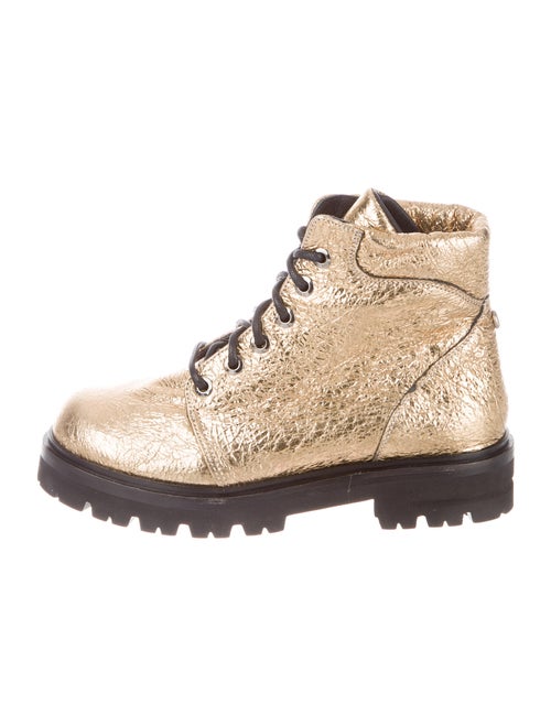 Montelliana Leather Combat Boots Gold