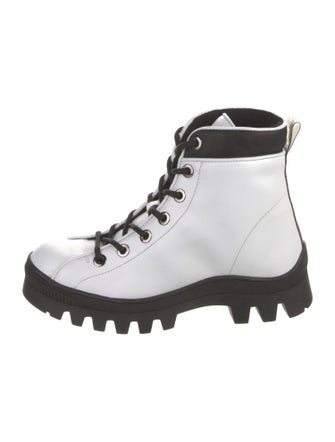 Montelliana Leather Colorblock Pattern Combat Boots