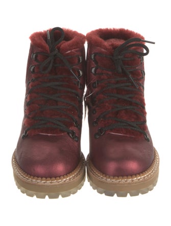 Montelliana Patent Leather Printed Combat Boots