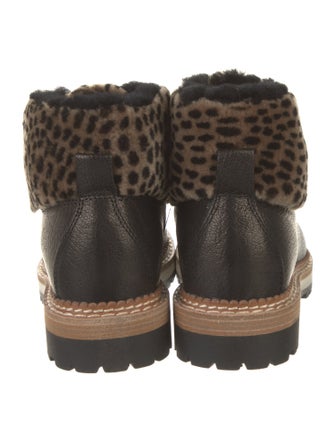 Montelliana Leather Animal Print Combat Boots