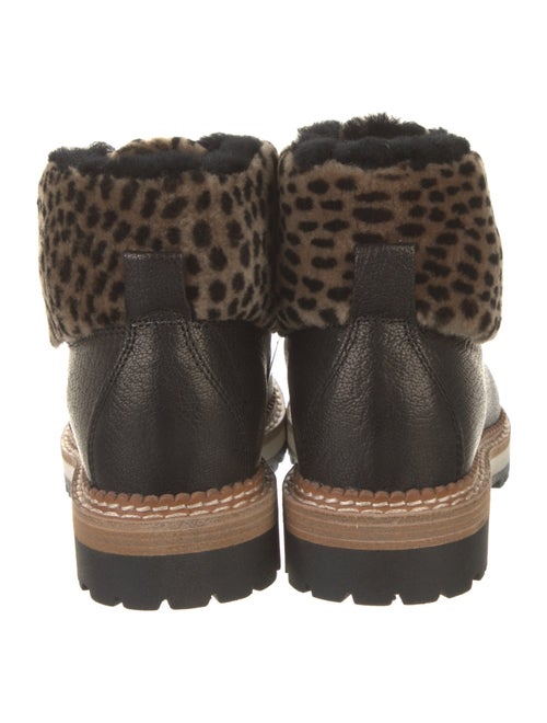 Montelliana Leather Animal Print Combat Boots