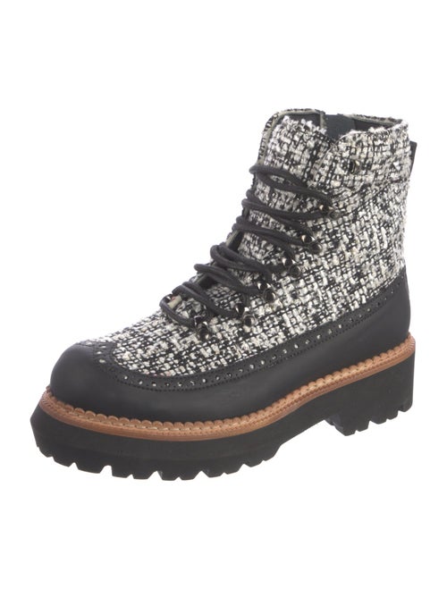 Montelliana Wool Tweed Pattern Combat Boots