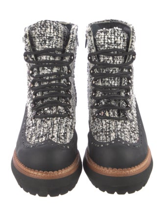 Montelliana Wool Tweed Pattern Combat Boots
