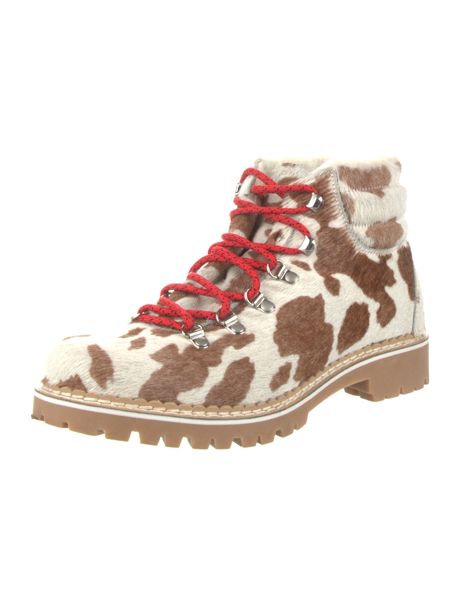 Montelliana Ponyhair Animal Print Lace-Up Boots