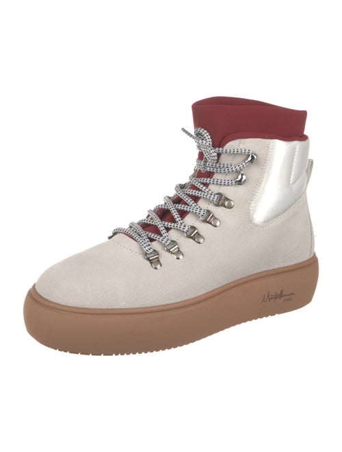 Montelliana Suede Colorblock Pattern Combat Boots