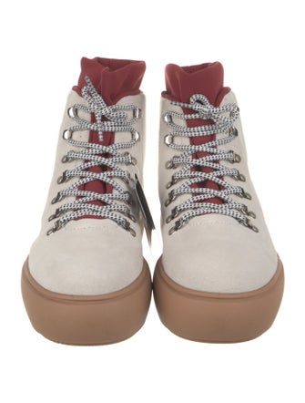 Montelliana Suede Colorblock Pattern Combat Boots