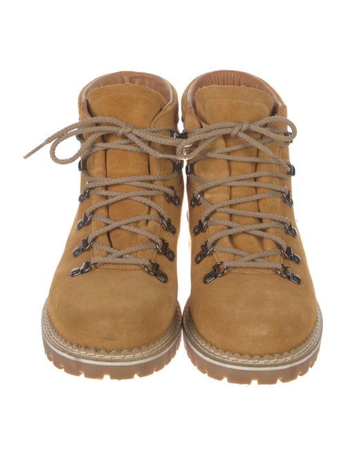 Montelliana Suede Whipstitch Trim Lace-Up Boots