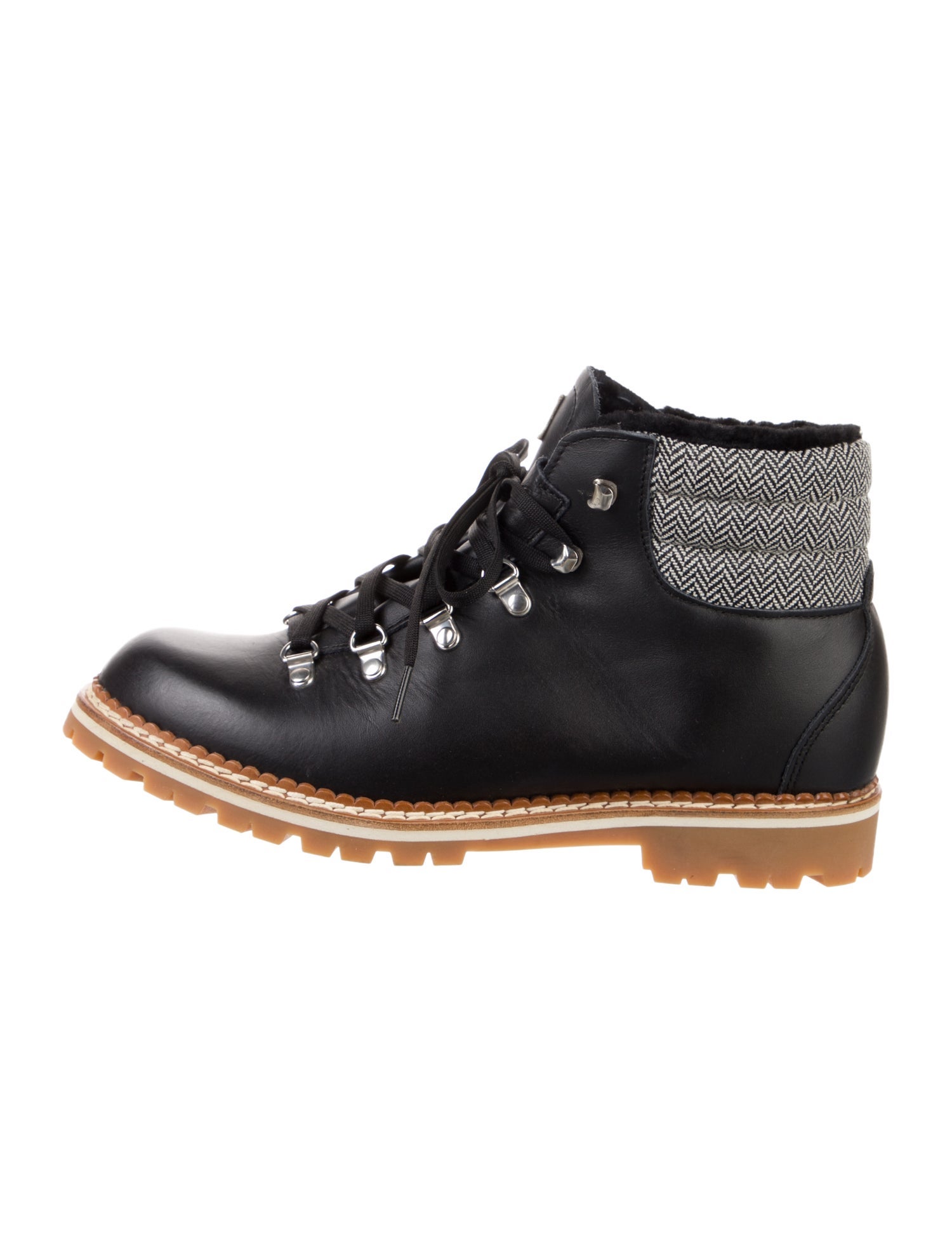 Montelliana Leather Colorblock Pattern Lace-Up Boots