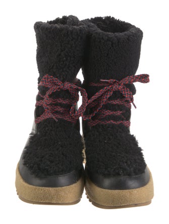 Montelliana Leather Fur Trim Lace-Up Boots