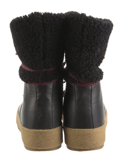 Montelliana Leather Fur Trim Lace-Up Boots