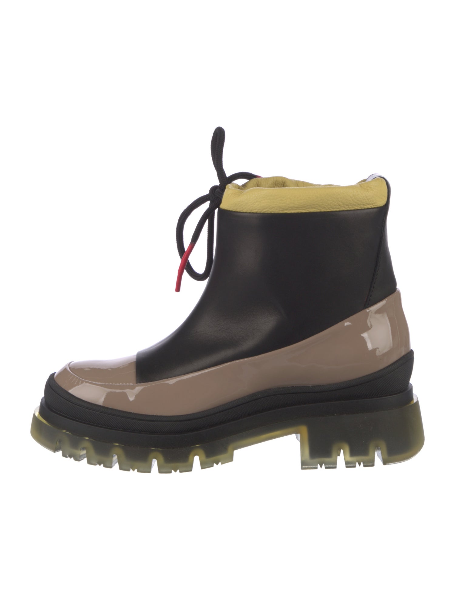 Montelliana Leather Colorblock Pattern Lace-Up Boots