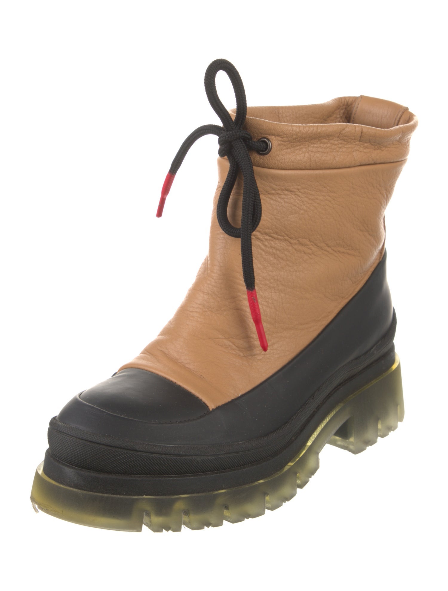 Montelliana Leather Colorblock Pattern Lace-Up Boots