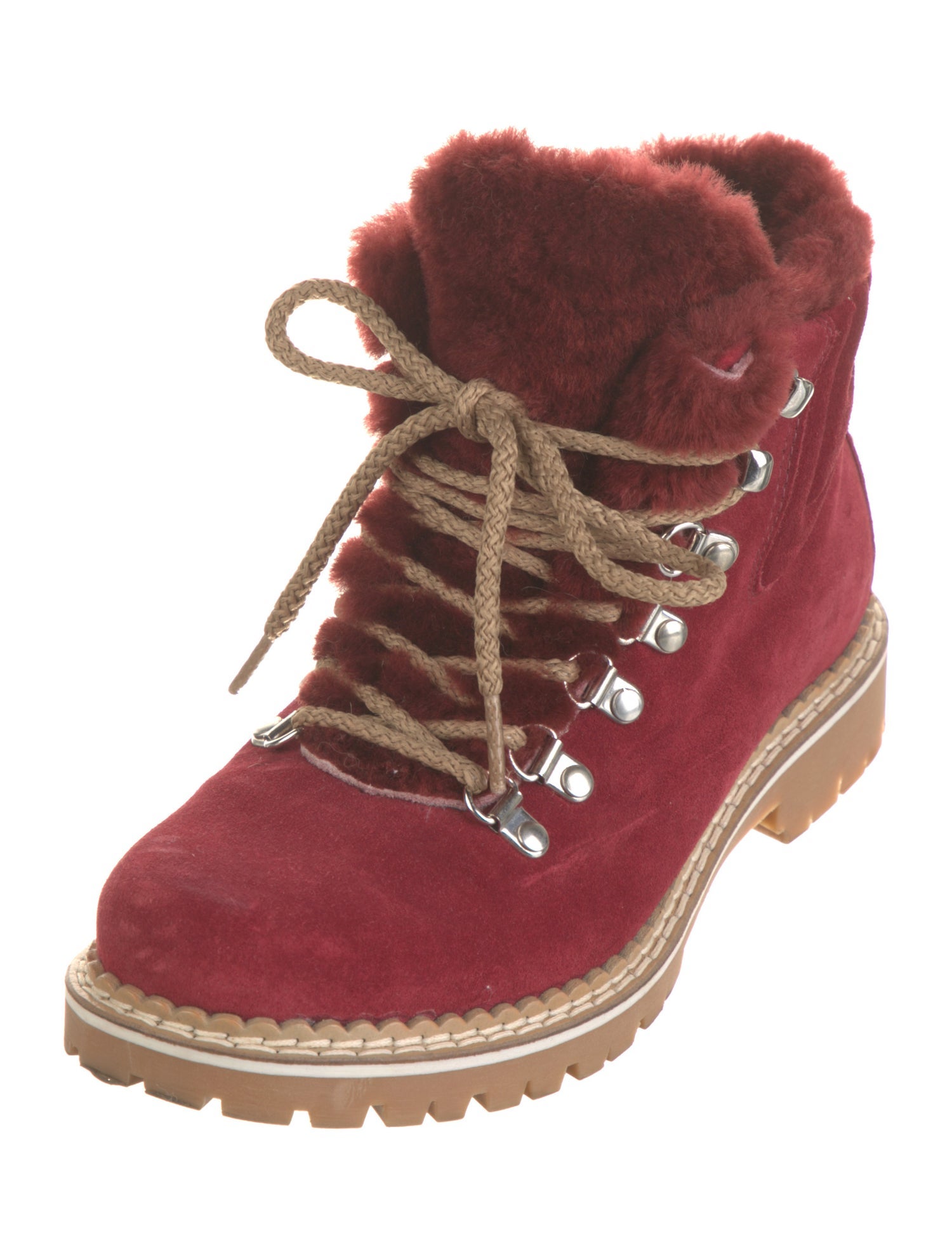 Montelliana Suede Colorblock Pattern Lace-Up Boots