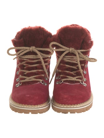 Montelliana Suede Colorblock Pattern Lace-Up Boots