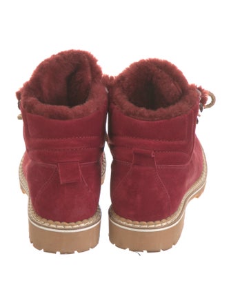 Montelliana Suede Colorblock Pattern Lace-Up Boots